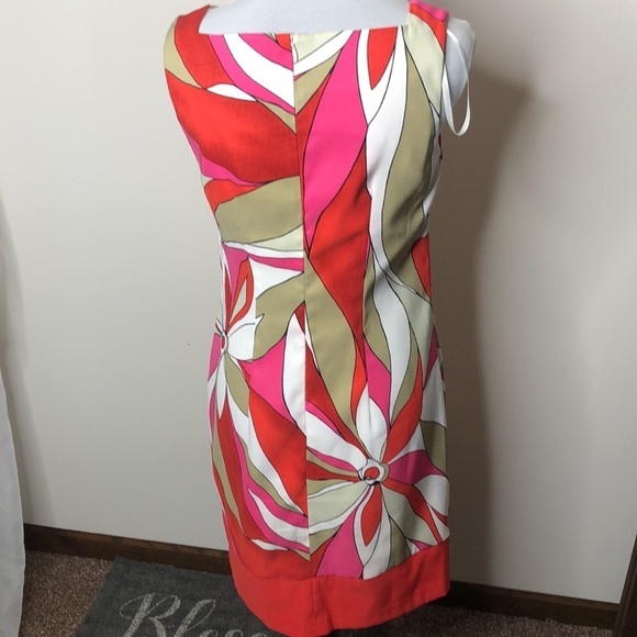 AB studio women’s red &pink floral sleeveless dress size 4 - Picture 4 of 10